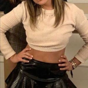 cropped pink knit sweater crop top